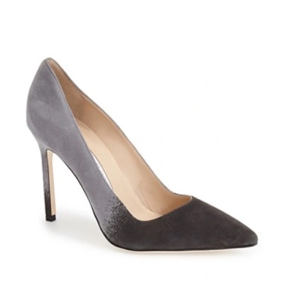 Manolo Blahnik / BB 105 grey ombre ombré suede point toe pumps  heels 37.5 - Picture 3 of 10